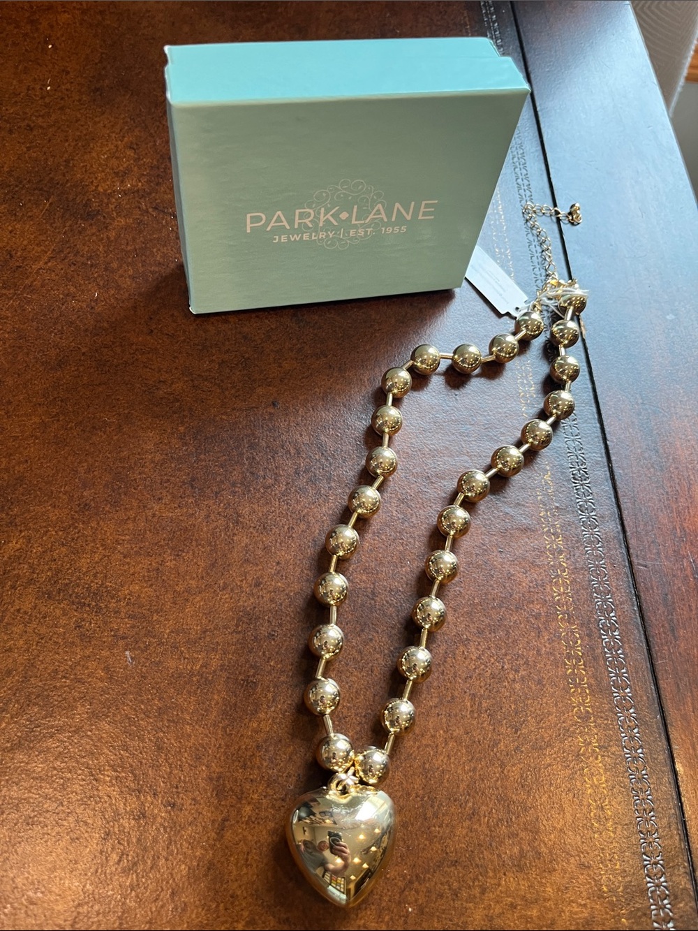 Park Lane Gold Bubble Heart Charm Beaded Necklace